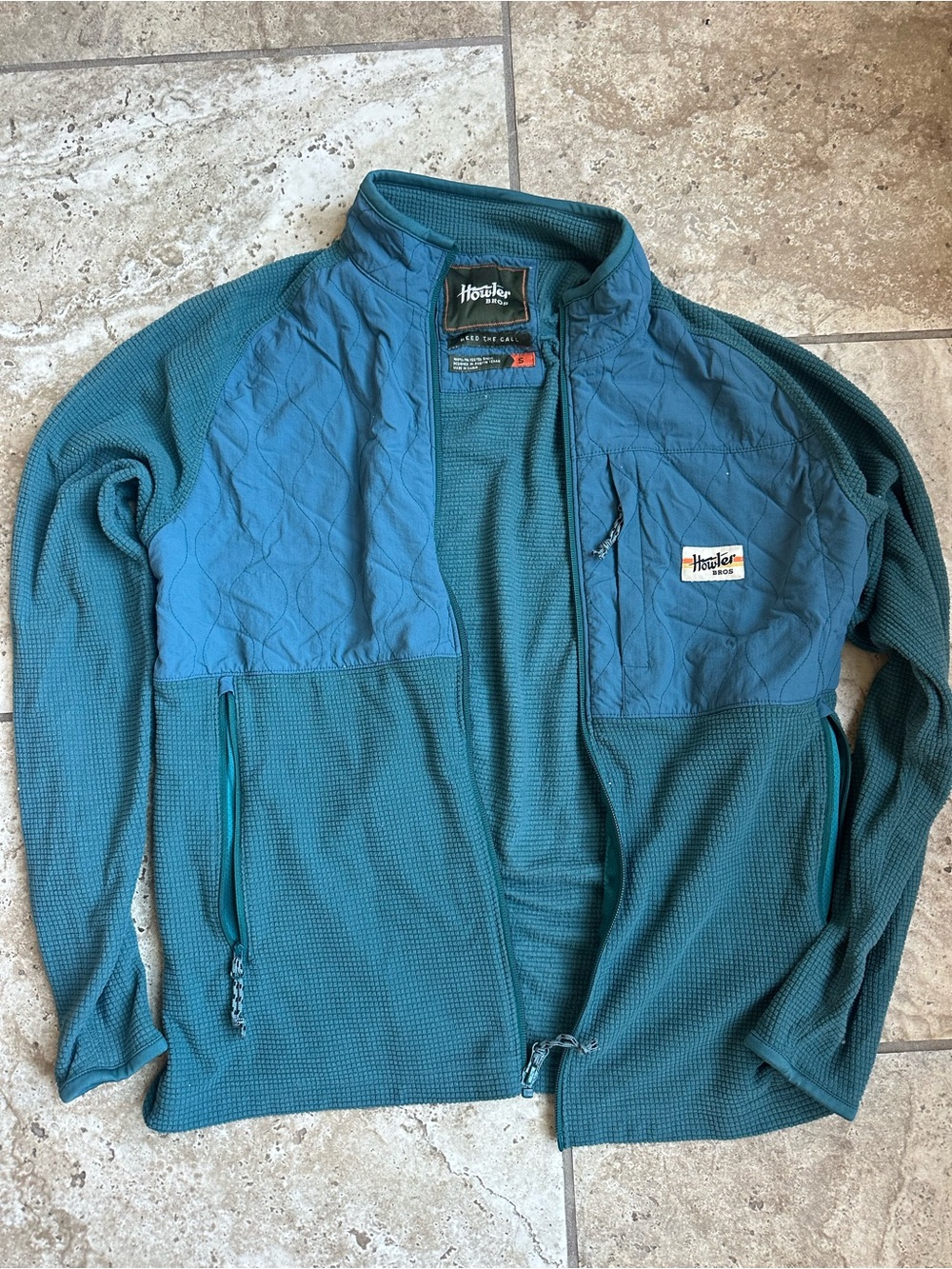 Howler Bros.  Teal Quilted-Waffle Hybrid Jacket -